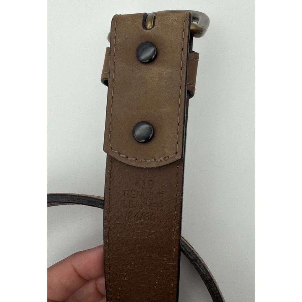 Vintage Leather Trim Belt Colorful Canvas 34